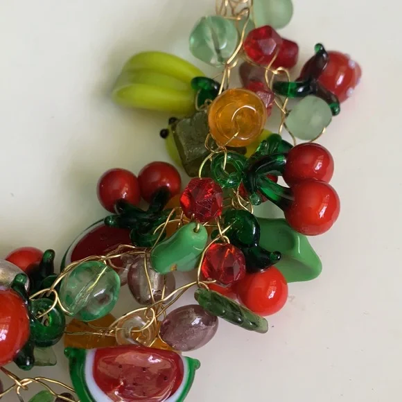 Sold 💐Fruity Murano glass statement Necklace - Picture 5 of 12